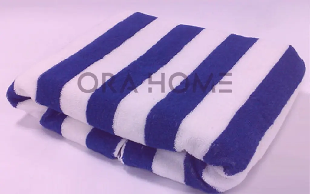 White Blue Stripe Satin Border Wholesale Organic Towels Manufacturer